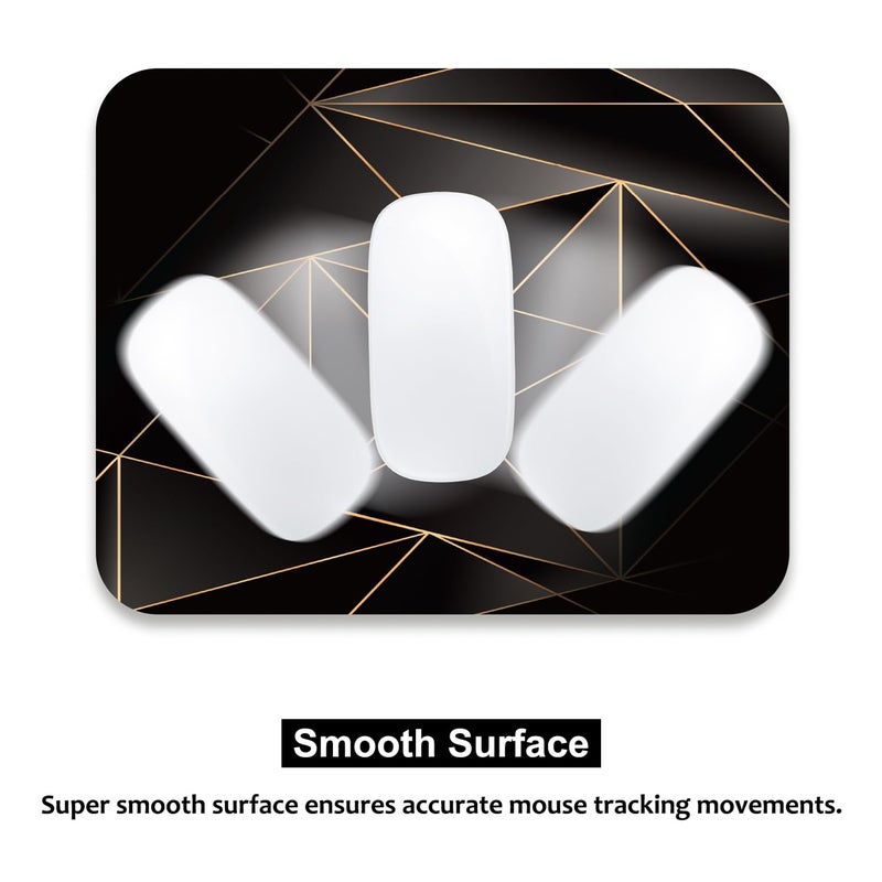 Audimi Mouse Pad Medium Mouse Mat Anti-Slip Base for PC Office Working Gaming, Golden Lines Triangle - Image 4